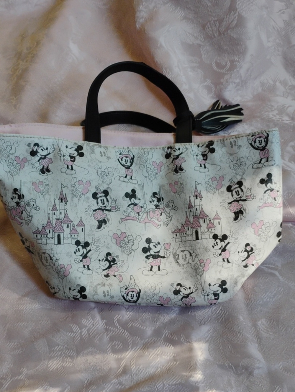 Minnie Mouse Pink & White Canvas Tote Bag